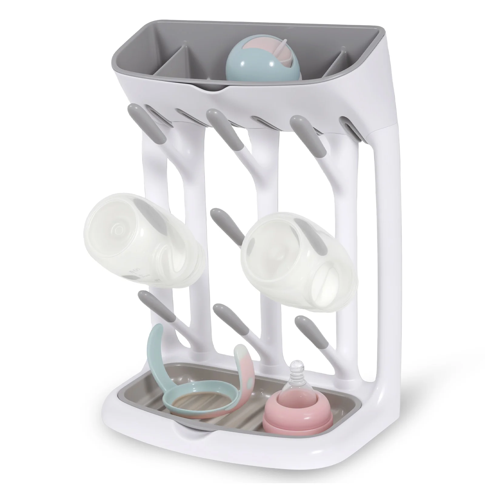 

Baby Bottle Drying Rack Space Saving Countertop Holder Detachable Tray Baby Bottles Holder Organizer and Drying