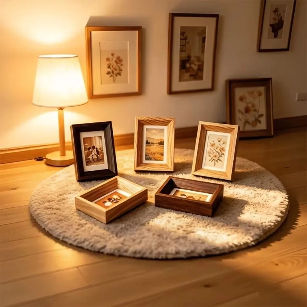 New 3 Inch Size Wooden Photo Frame Decorative Miniature Tabletop Desk Frame Vintage Small Card Frame For Family