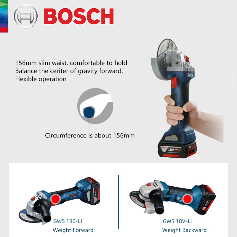 Bosch GWS 180 LI 18V Cordless Brushless Angle Grinder Cutting Polishing Machine Professional Power Tools (Without Battery)