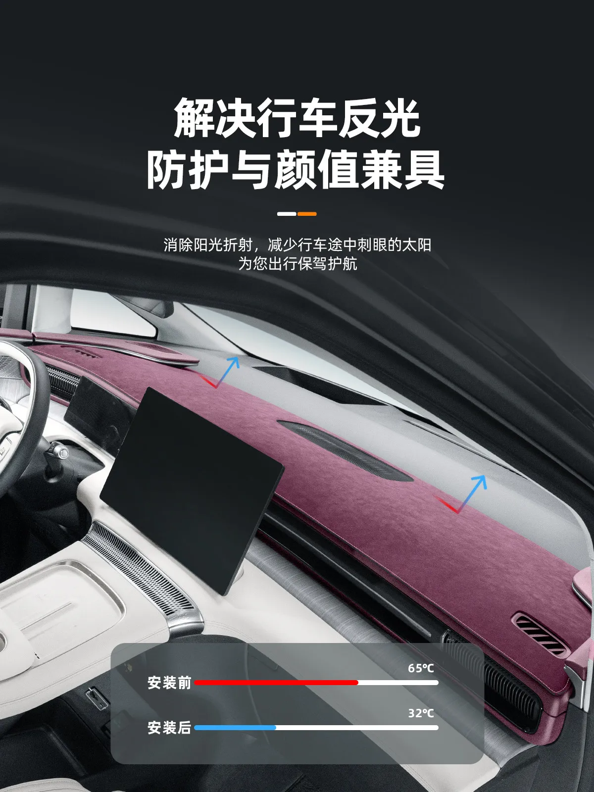 For XPeng X9 2026 Extended Range Dashboard Cover - Suede Anti-Glare Dash Mat, Heat Insulation Sunshade Protector