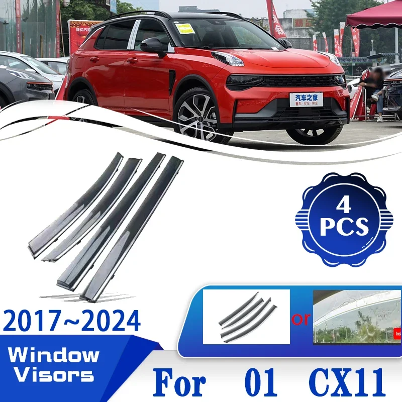 

For Lynk Co 01 2022 2017~2024 CX11 4 PCS Car Window Wind Rain Visors Auto Deflectors Weathershields Car Accessories Window Visor