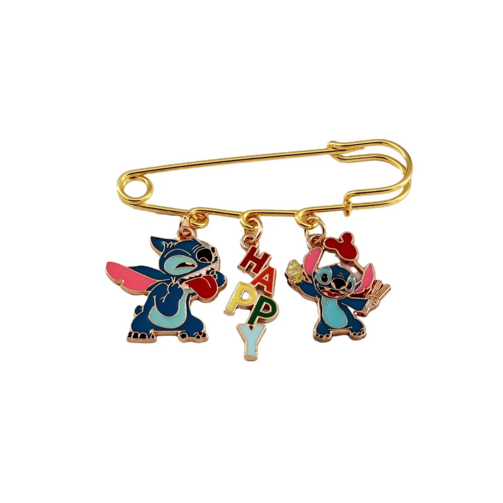 Lilo & Stitch Cartoon Creative Metal Brooch Disney Anime Stitch Drip Personality Bag Hanging Accessories Badge Keychain Pendant