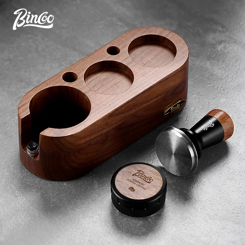 Bincoo walnut coffee pressing foundation make-up seat filling seat espresso storage dispenser antique barista accessories