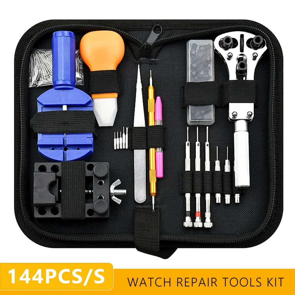 144Pcs Watchmaker Tools for Repair Watches Open Back Cover Battery Change Replacement Movement Cleaning Watch Repair Tools Kit