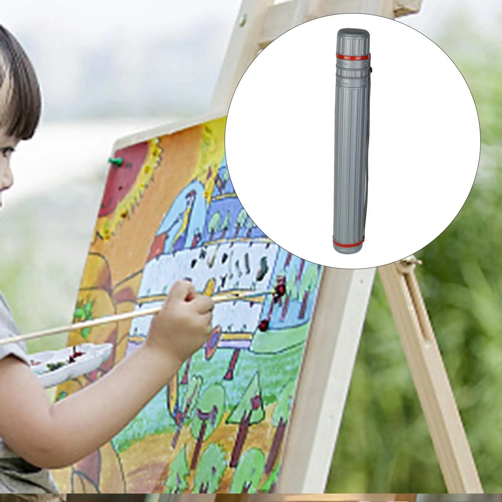 Plastic Expanding Poster Art Document Storage Artist Tube with Strap