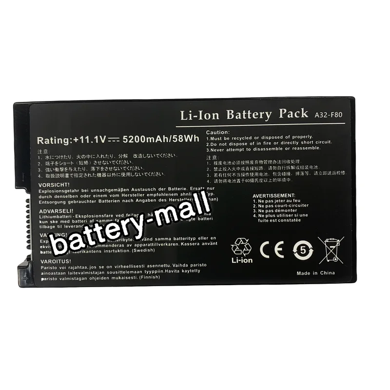Brand new battery A32-F80 Applicable to Asus A32-F80A F80H F80M X82S X85S X88SE F81S 49Wh