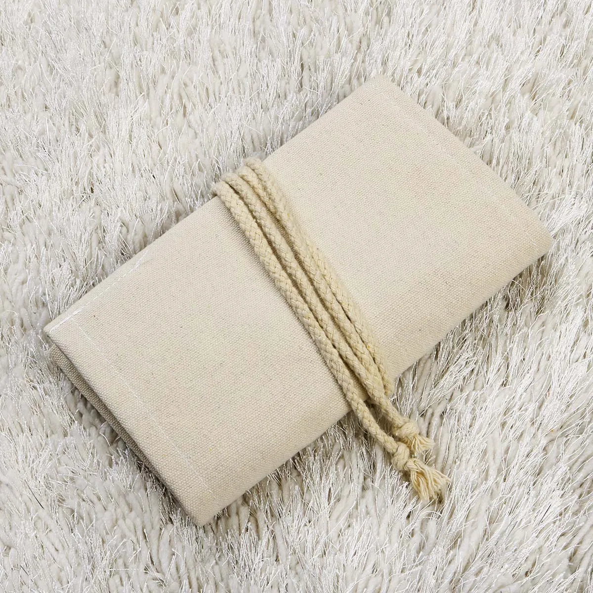 

Canvas Pencil Case Beige Stationery Box Drawing Organizer Pencils Storage Roll Up Portable Art Supplies Student Kids Writer