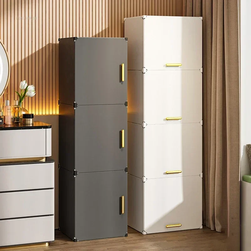 #Modern Plastic Wardrobes Household Multi-layer Snack Cabinet 's Clothing Storage Wardrobe Light Luxury Bedroom Closet ZZ