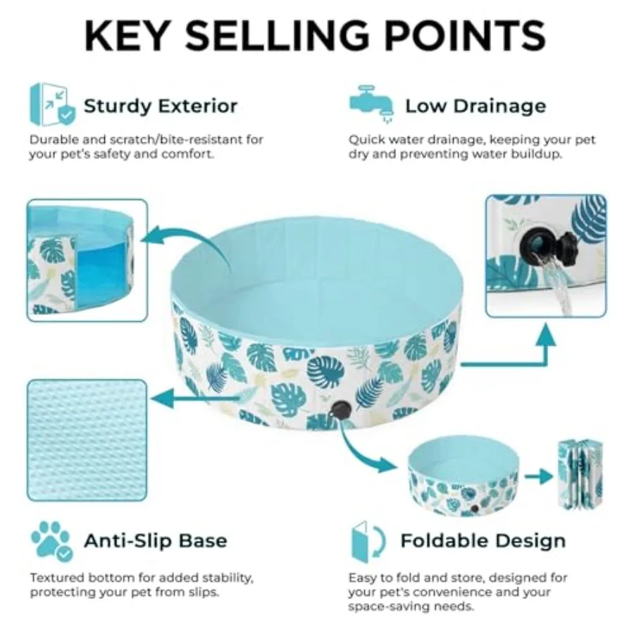 Dog Poo for arge Dogs, Fodabe Hard Pastic Pet Swiing Poo, Heavy Duty 0.5 PVC with Non-Sip Botto, Portabe Kiddie Poo for Dogs, P