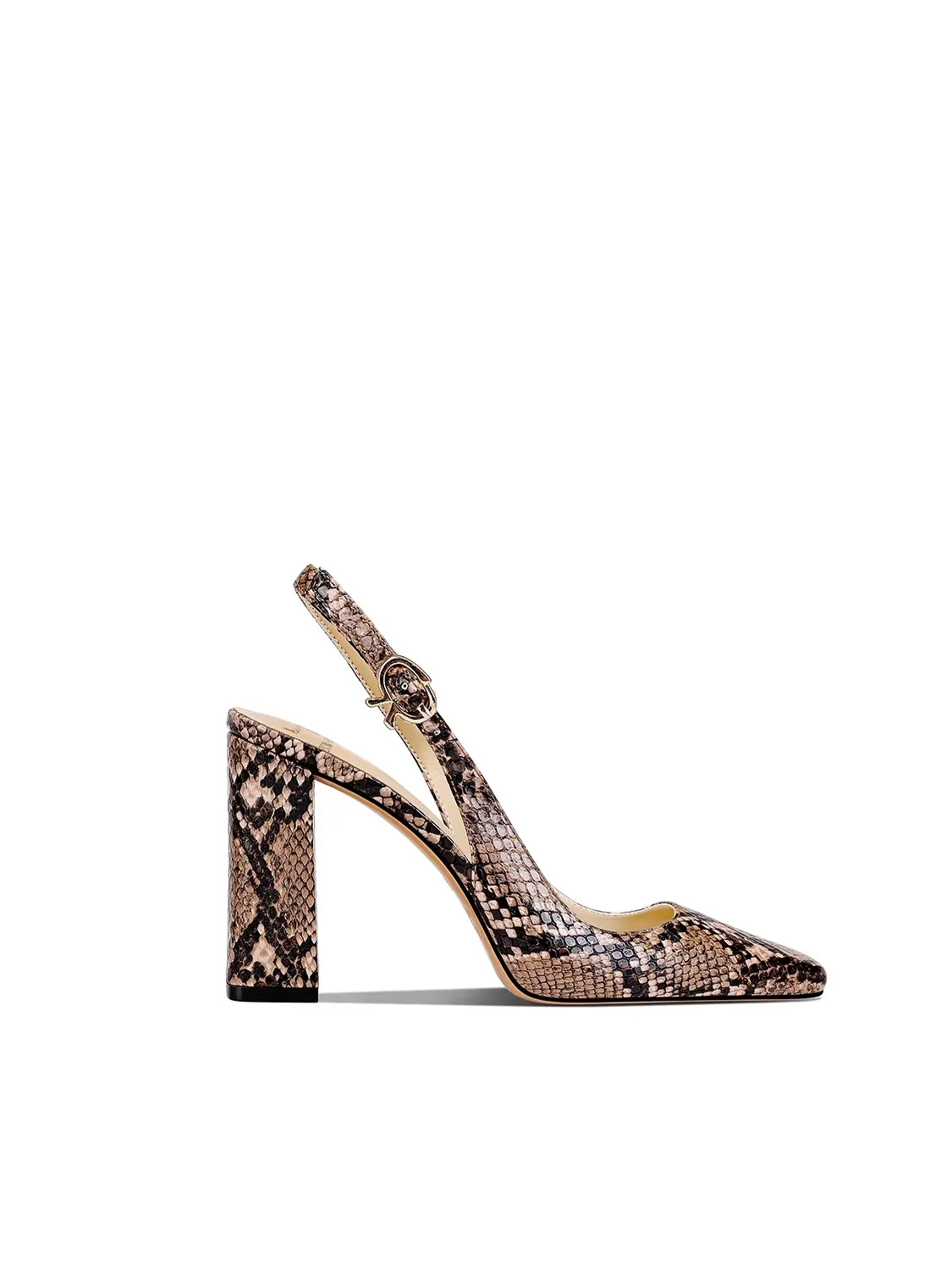 Spring and summer new square head snake pattern leather square heel sandals banquet large size small size high-heeled women shoe view 5