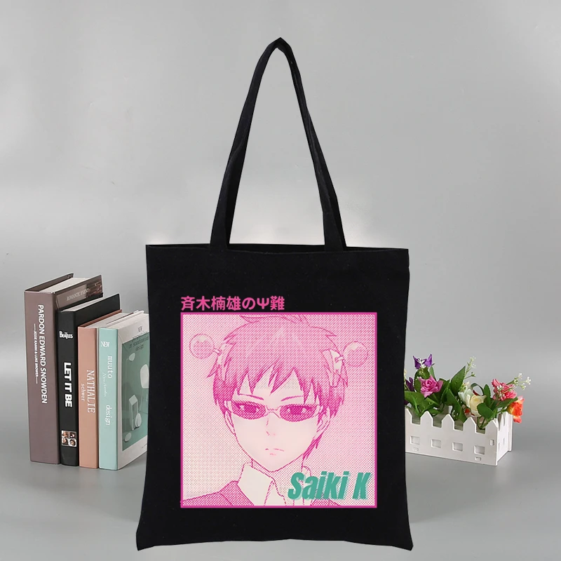 Saiki K Kusuo No Psi Nan Shoulder Bag Canvas Bag Shopping Bags Casual The Disastrous Life Of Saiki Handbags Grocery Tote Girls