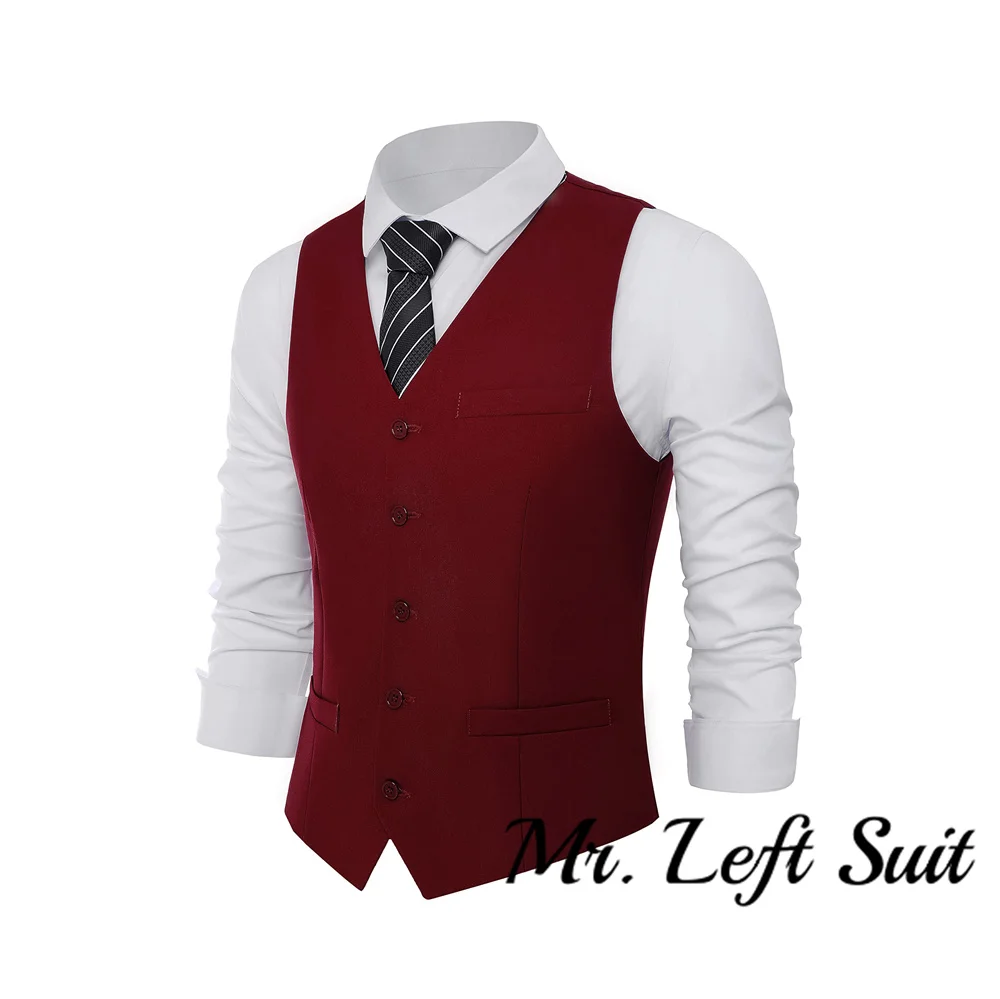 Men's Formal Suit Vest Slim Fit Waistcoat Business Vest for Suit Tuxedo