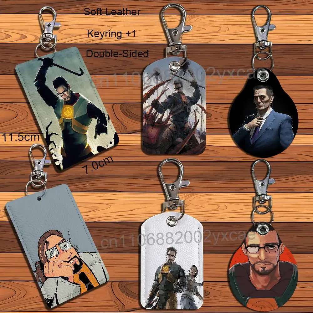 game Half-Life Gordon Freeman Card Holder With Keychain Executive Protection For Bank Credit Subway Bus Case