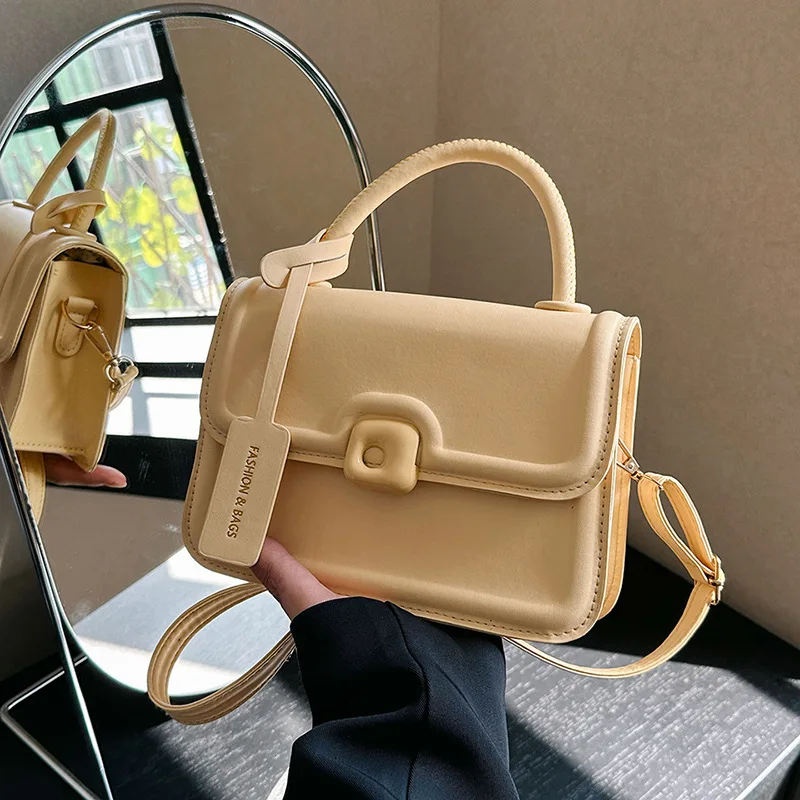 

2025 Summer Minimalist Square Bag Elegant Handheld Tote for Women Versatile Shoulder Crossbody Purse Chic Small Handbag