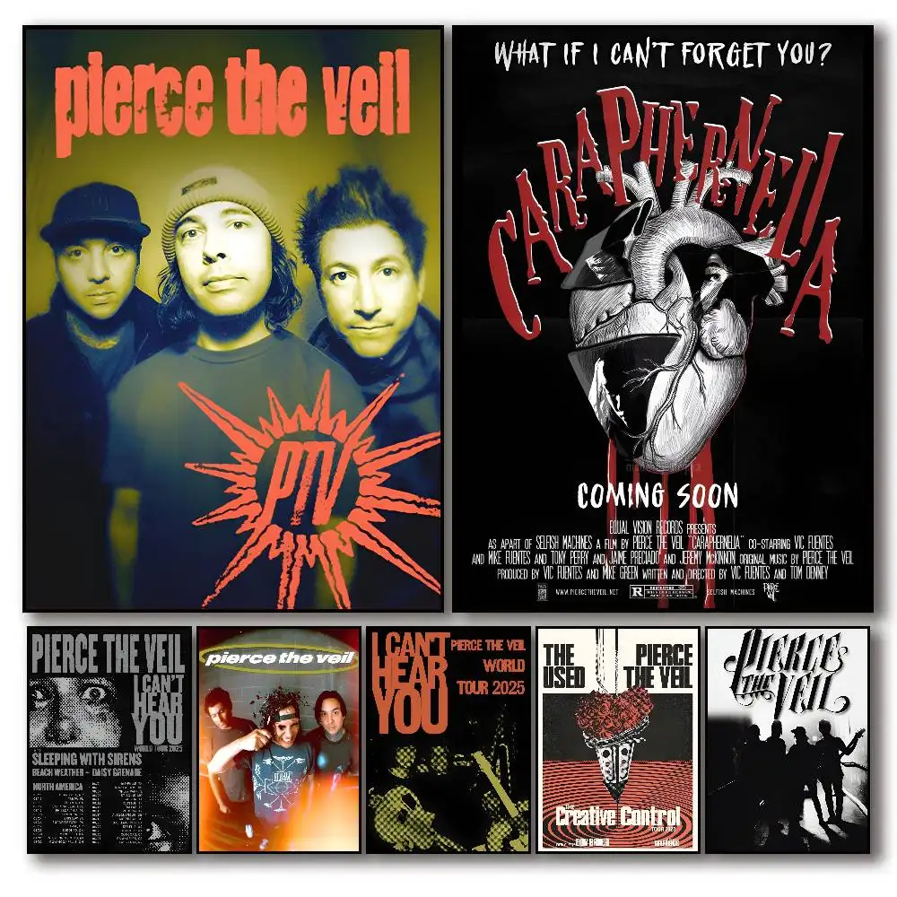 Band P-Pierce The Veil Poster Self-adhesive Art Room Entrance Restaurant Wall Decor Art Painting