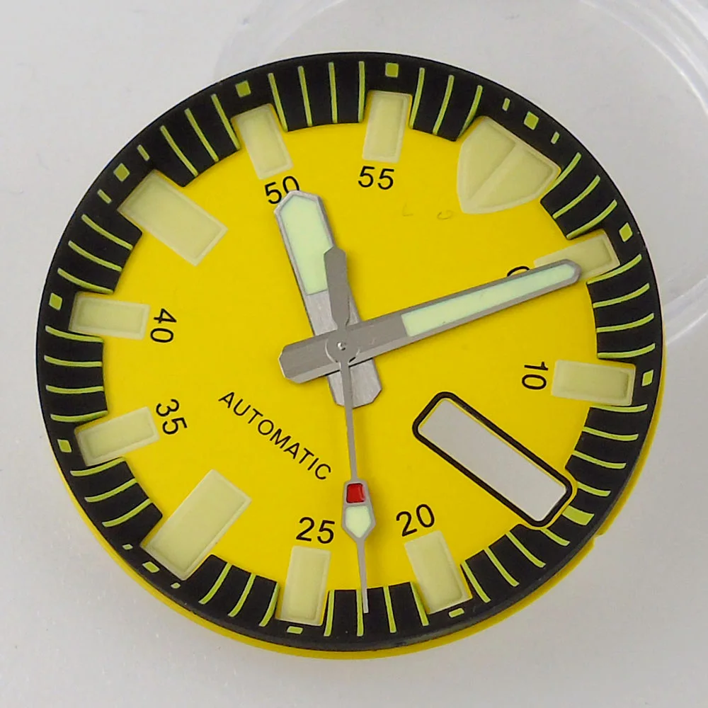 42mm ar beschichtetes Saphirglas Monster Uhrengehäuse blau rot gelb 29mm Zifferblatt passend nh35a nh36a 200m wasserdichte Schrauben krone