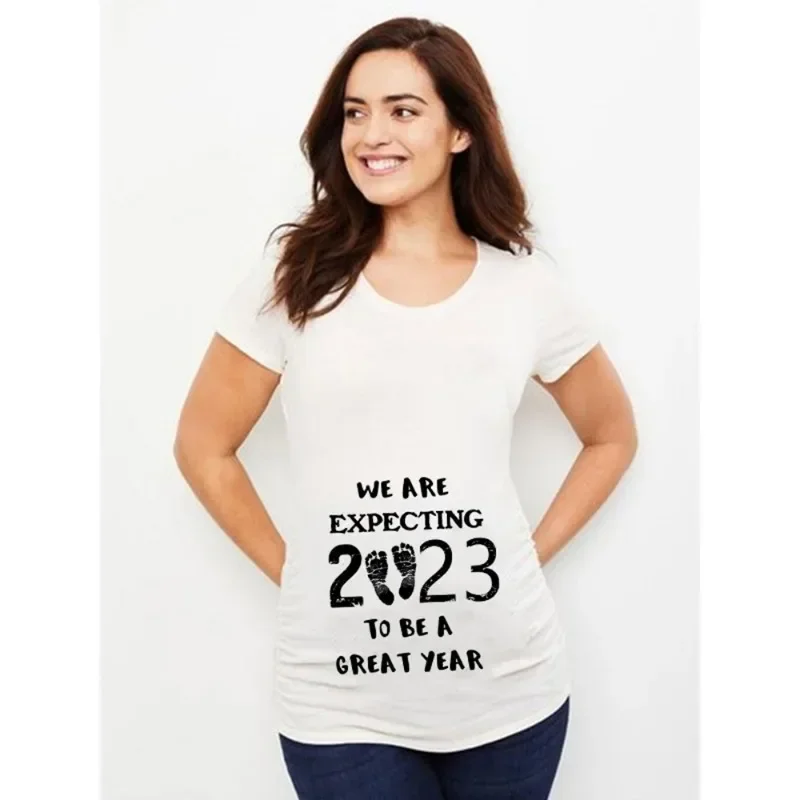 Ropa de bebé 2025, Camiseta de algodón para embarazadas con estampado de pies pequeños para niñas y madres, ligera y transpirable