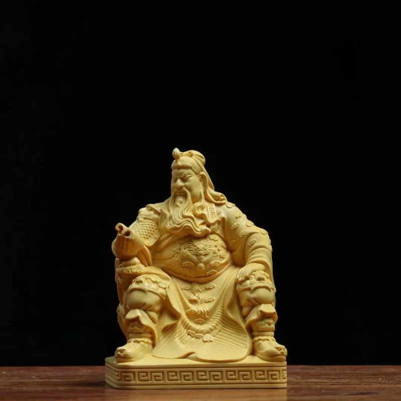 [Guan Gong] Yanmu Boxwood Craft God of War and Wealth Lord Guan the Second Changsheng Jianjun Decoration Living Room Decoration