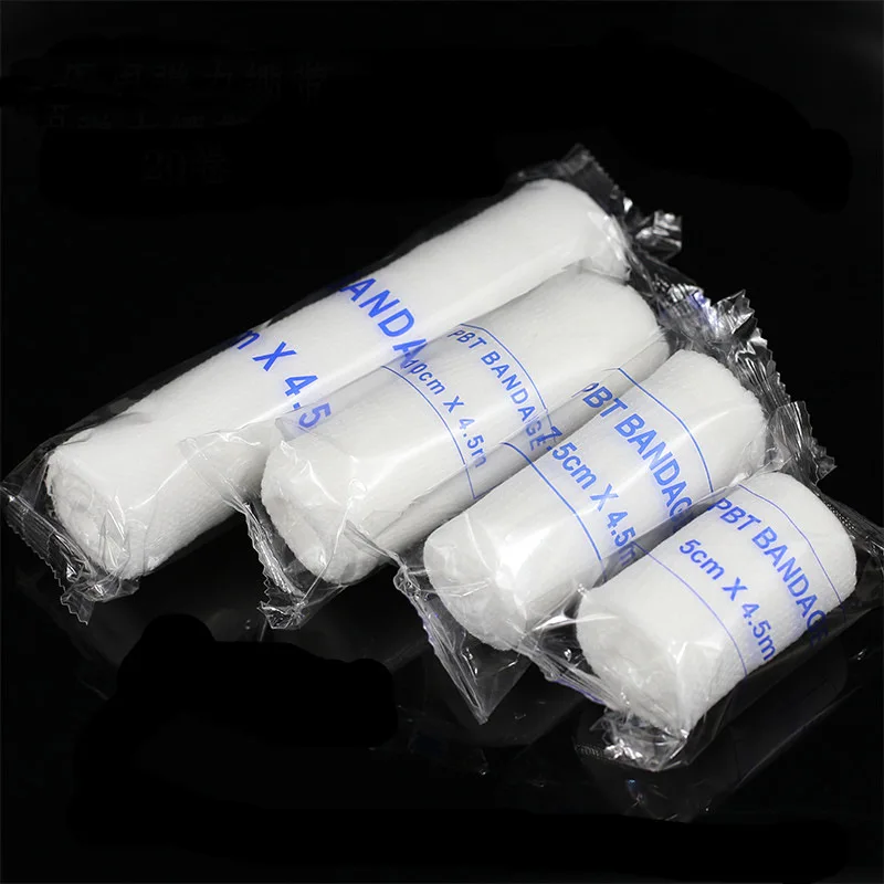 20Rolls 5/7.5/10/15cmx4.5m Medical PBT Elastic Bandage Hemostatic Emergency Bandage Wound Dressing Gauze Roll