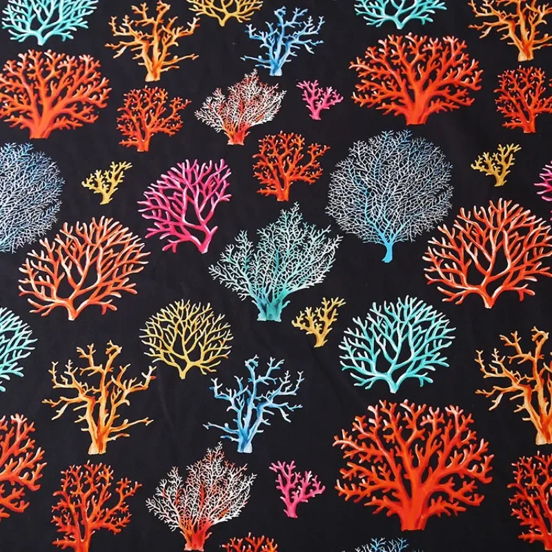 New Sea Coral Print Cotton Fabric Advanced Digital Printing Direct Spray Craft Skirt Shirt Fashion Fabric Wholesale