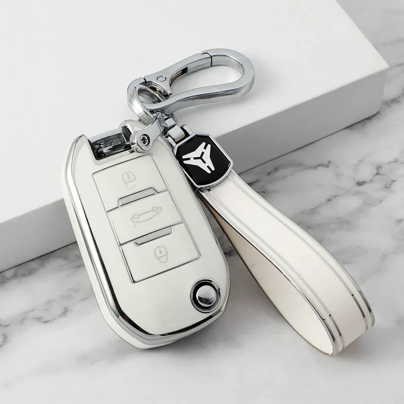 For Peugeot 208 107 206 306 307 308 2008 3008 4008 5008 Citroen C1 C2 C3 C4 C5 C8 Car Key Case Cover Shell Fob Holder Keychain