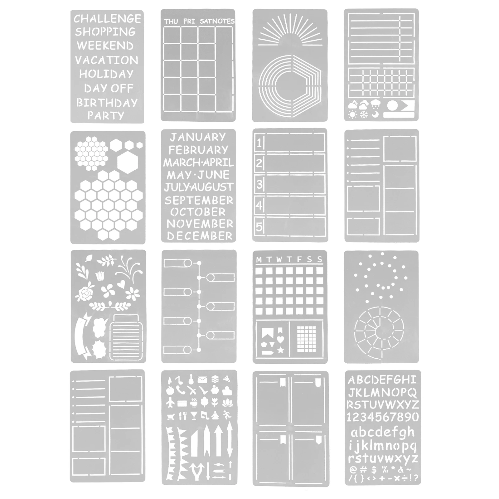 

16 Journal Templates PET Environmental Journal Stencil Template Drawing Stencils DIY Planner Scrapbook Layouts Painting