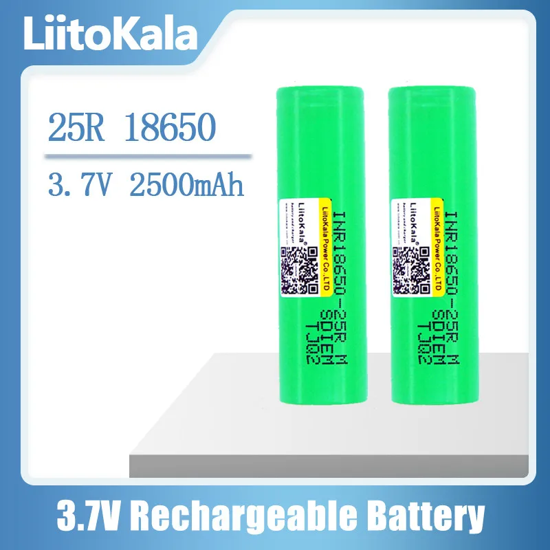 Novo liitokala 25rm 18650 2500mah inr1865025r 20a baterias de lítio descarga de alta potência bateria 3.7v 18650 25r