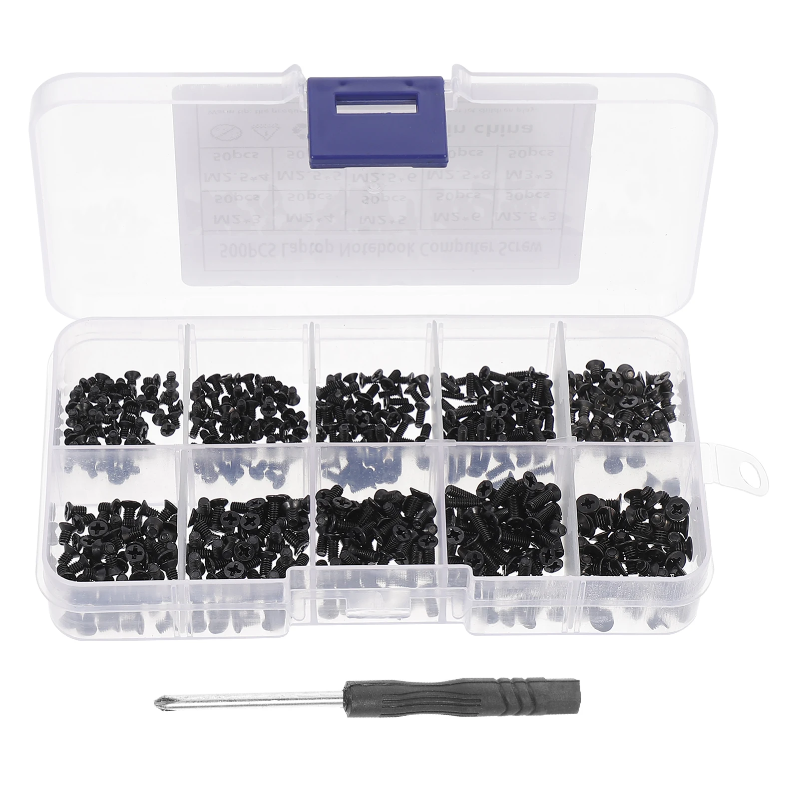 

Carbon Steel Computer Screw Set M2 5 Small Countersunk Bolts Laptop Repair Accessories Cross Head Variety Sizes Storage Box