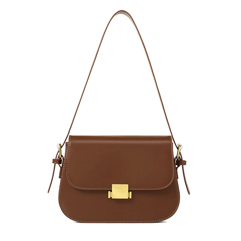 New Genuine Leather Women's Crossbody Bag 2024 Fashion Shoulder Bag Korean Style Luxury Ladies Underarm Commuter Shopping Bag