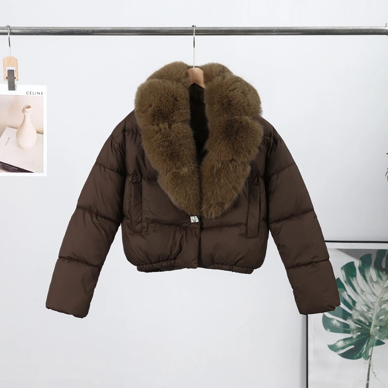 Warm Fur Collar Cotton Coats Women's Green Lapel Zipper Full Sleeve Padded Jacket Overcoat 2026 Winter New Lady Loose Streetwear