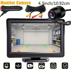 Car Monitor Camera Kit 4.3 Inch TFT LCD Screen Rear View System for Cars,Trucks,Pickups,Suvs Easy Installation