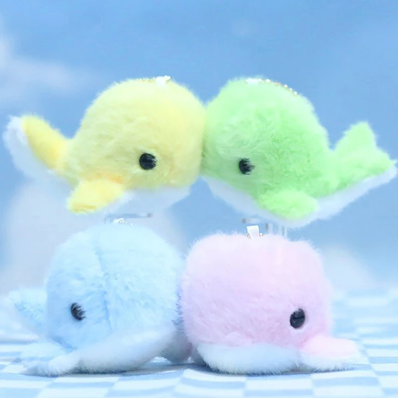 Cartoon Dolphin Keychain Plush Cartoon Stuffed Animal Doll Fluffy Cute Dolphin Plush Toy Pendant For Kids Baby Hug Doll