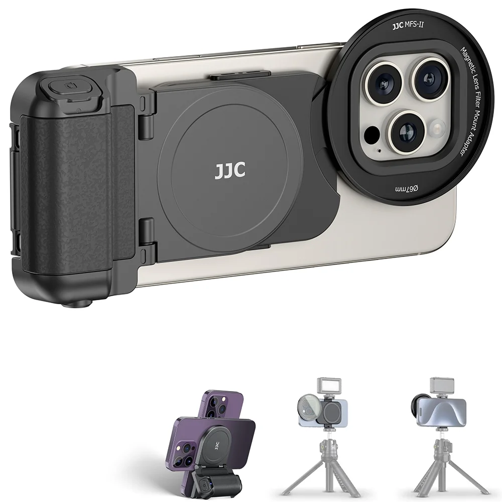 JJC Magnetic Phone Lens Filter Adapter And Magnetic Snapgrip Phone Hand Grip for 1716 15 14 Pro Max Cellphone Vlog Photography