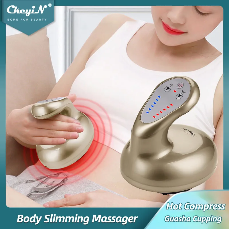 

CkeyiN Cordless Electric Guasha Massager Hot Compress Scraping Device Negative Pressure Detox Magnetic Wave Cupping Weight Loss