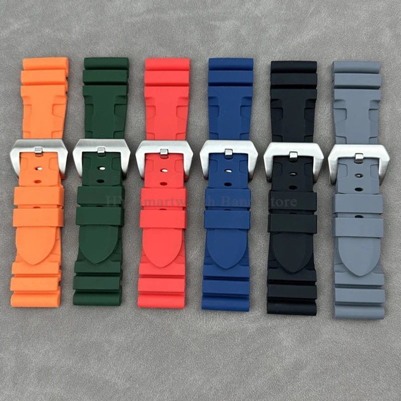 22mm 24mm 26mm Silicone Watch Band for Panerai SUBMERSIBLE PAM441 359 Pa111 Series Rubber Watch Strap Men Bracelet Accessories