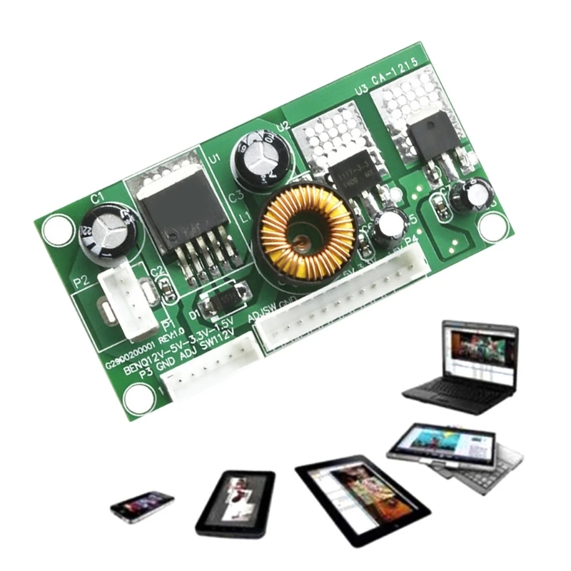 Efficient Voltages Step Down Board From 12V to 5V/3.3V/1.5V for Diverses Electrical Applications