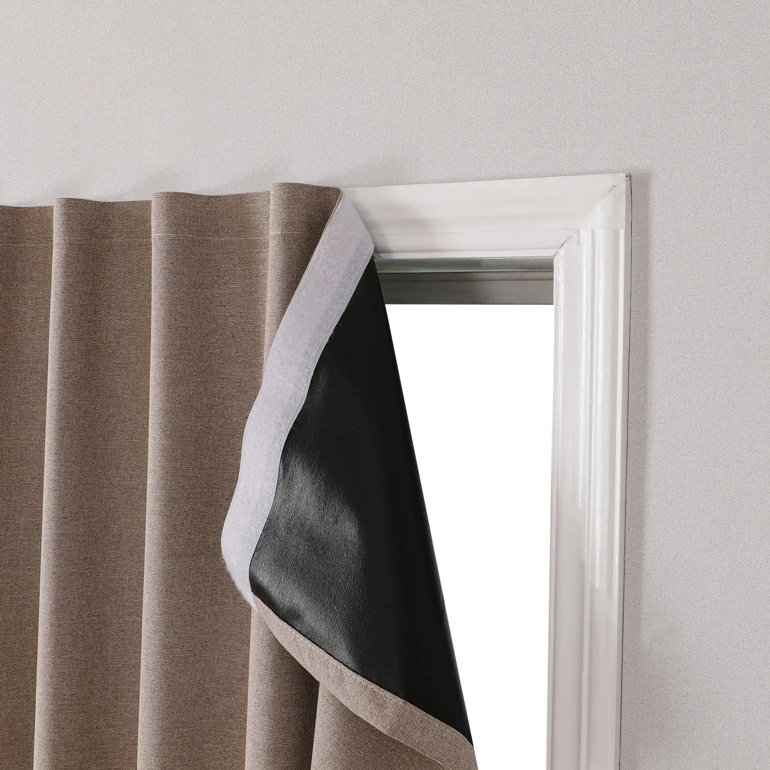 Modern Minimalist Polyester Blackout Curtains, Dustproof UV Protection, Self-Adhesive Magic Tape Installation, Living Room Bedro