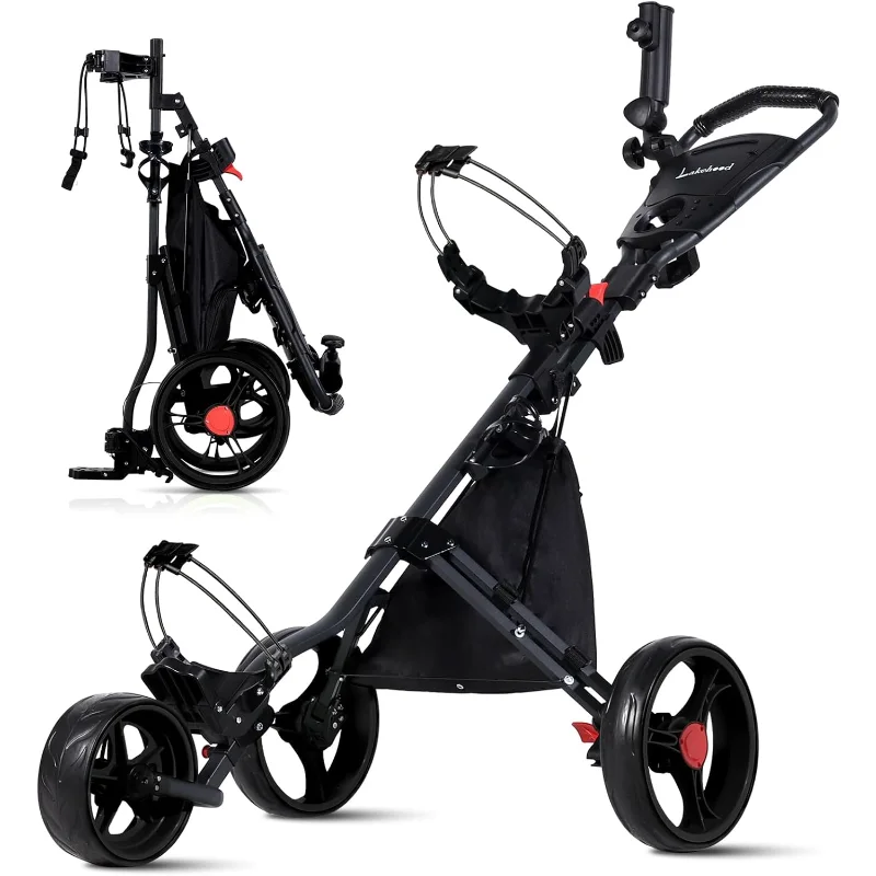 

Smooth Golf Push Pull Cart, One-Tap Brake, Push Golf cart Pe