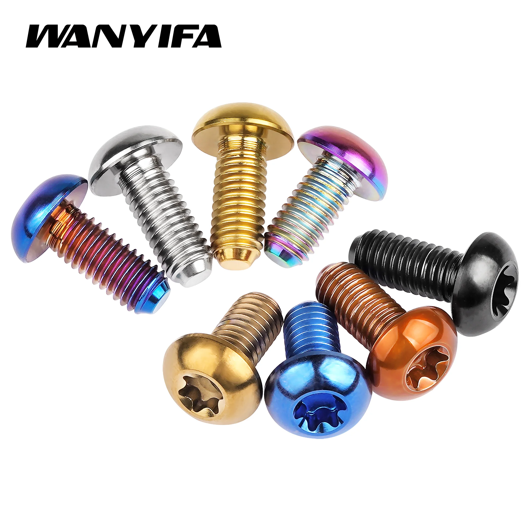 Wanyifa 12pcs/Lot Bicycle Screws Disc Brake Titanium Bolt Bicycle Accessories  M5x10 12mm Bike Parts Bolts