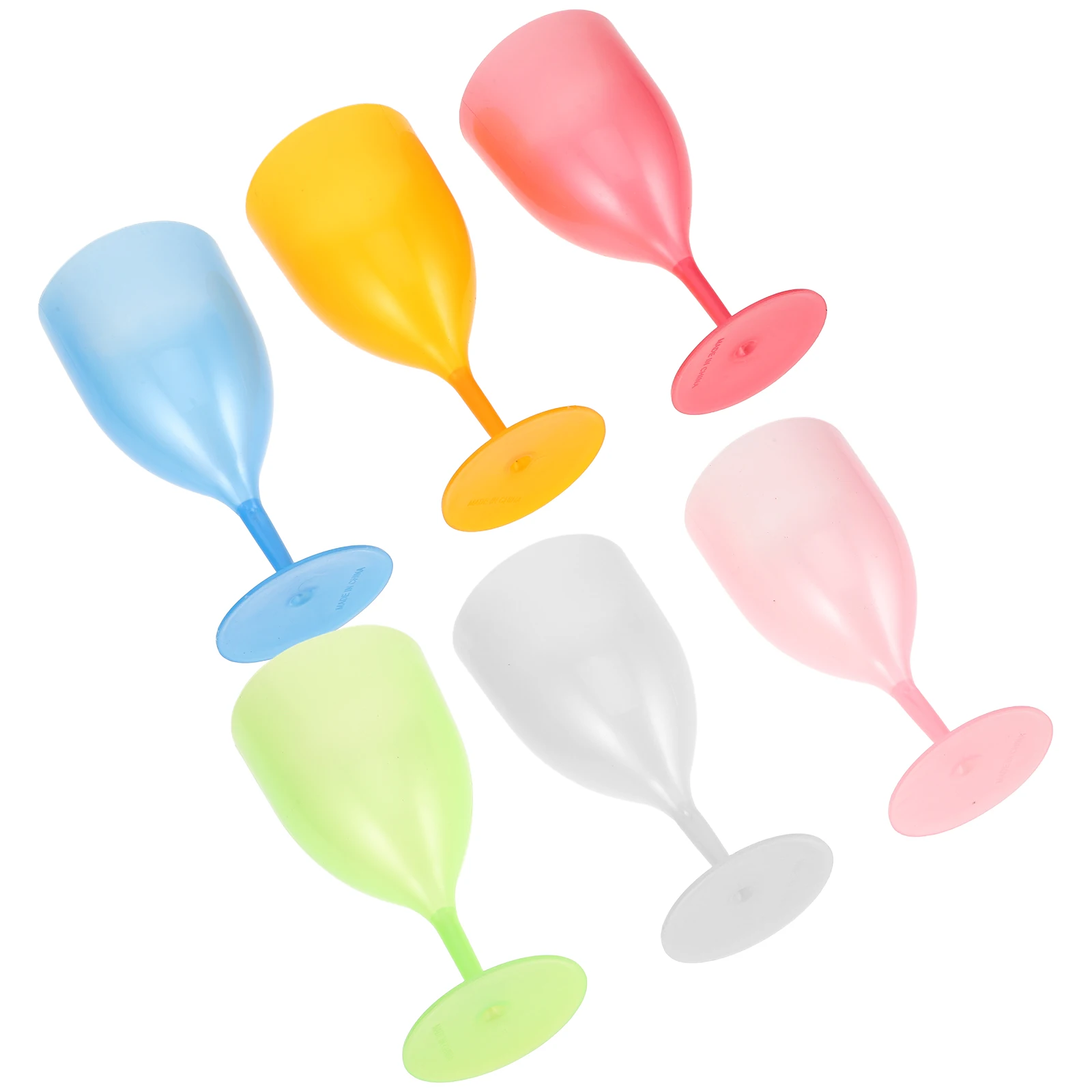 

6pcs Glasses Colorful Plastic Stemmed Goblets Drinking Party Supplies Kids Safe Plastic Cups For Party Reusable Set