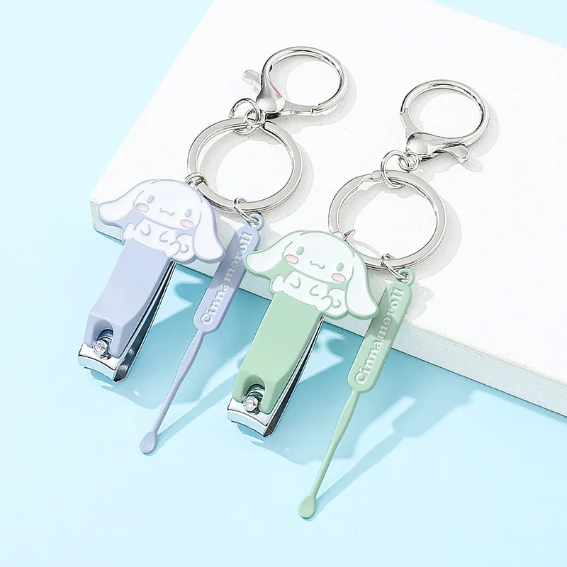 Sanrio Cinnamoroll Cute Nail Clipper for Students Arc Mouth Design Portable Nail Scissors Alloy Keychain Ear Spoon Nail Clipper