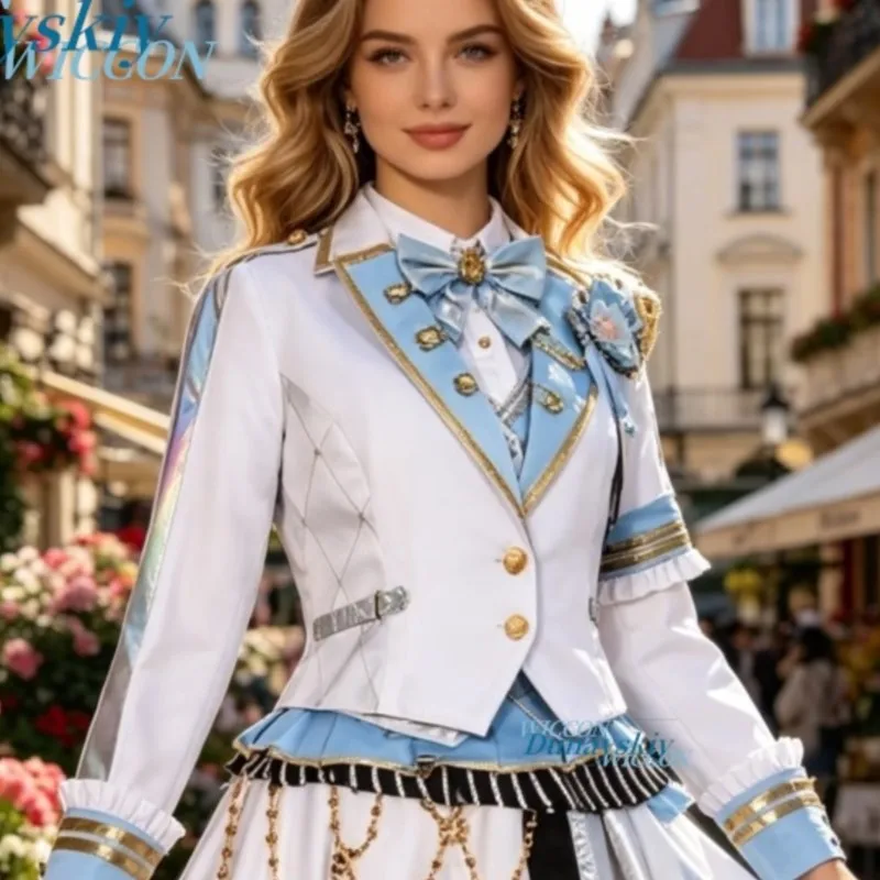

Blue Coat Dress Kawaii Lolita Wigs Kiritani Haruka Costume Idol Stage Uniform Halloween Party Cosplay Anime Game Project Sekai
