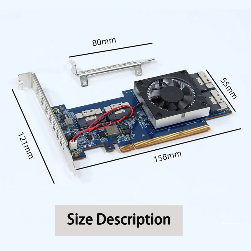 PCIe 4.0 X16/x8/x4 To NVMe Hard Disk SSD Graphics Card GPU Expansion Card PEX88048 Internal 4-channel SFF8654-8i No Split