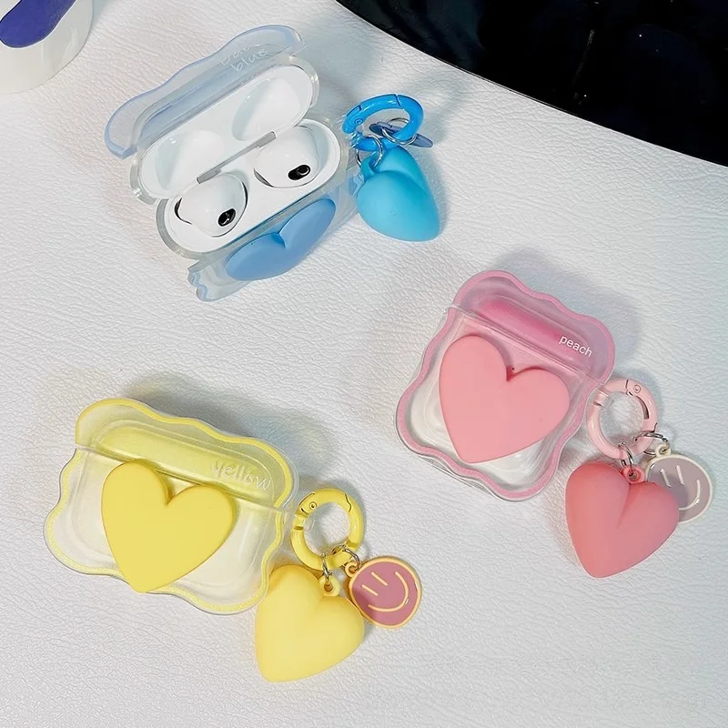 เคสลายคลื่นโบว์สำหรับ Apple airpods 3เคสสีม่วงลายดอกไม้สำหรับ airpods 1 2 airpods Pro กล่องไร้สายพร้อมพวงกุญแจ3D INS