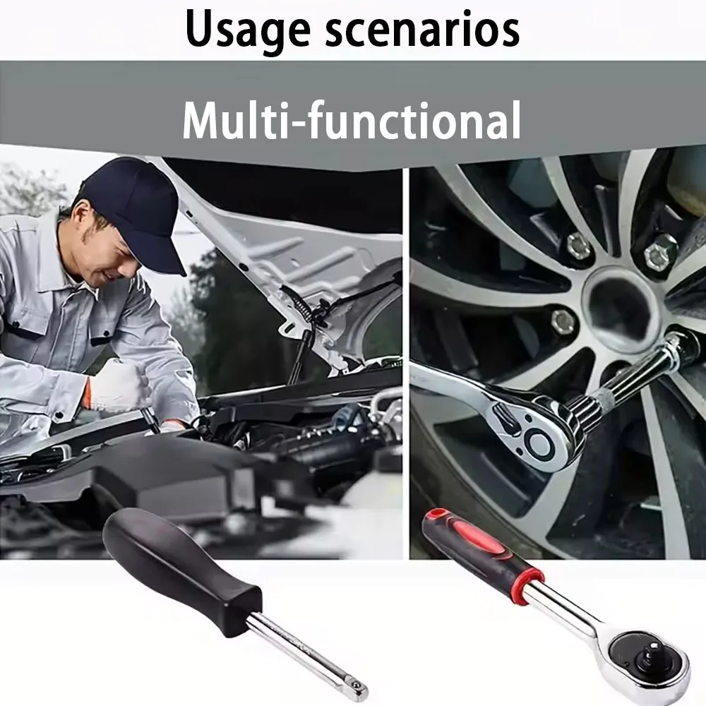 46pcs Drive Socket Set Ratchet Wrench Set With Sockets Metric Hex Bit Socket Set Multi-Functional Automotive Tools Box Kit Set