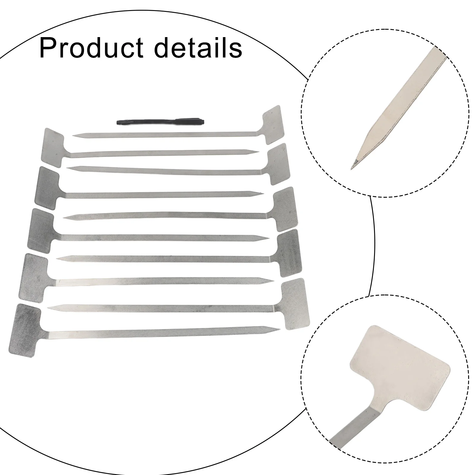 Silver Metal Plant Tags Markers Set With Marker Pen For Outdoor Garden Nursery Pots Herbs Vegetables Labeling Tools
