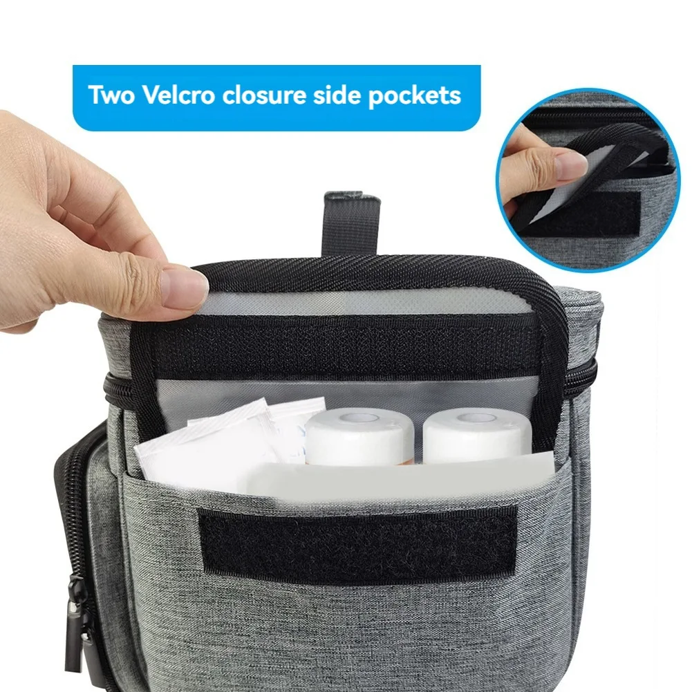Borsa portaoggetti per medicinali Organizzatore vuoto per bottiglie di pillole con serratura con buste portatili con cerniera Scatola per medicinali per viaggi a casa