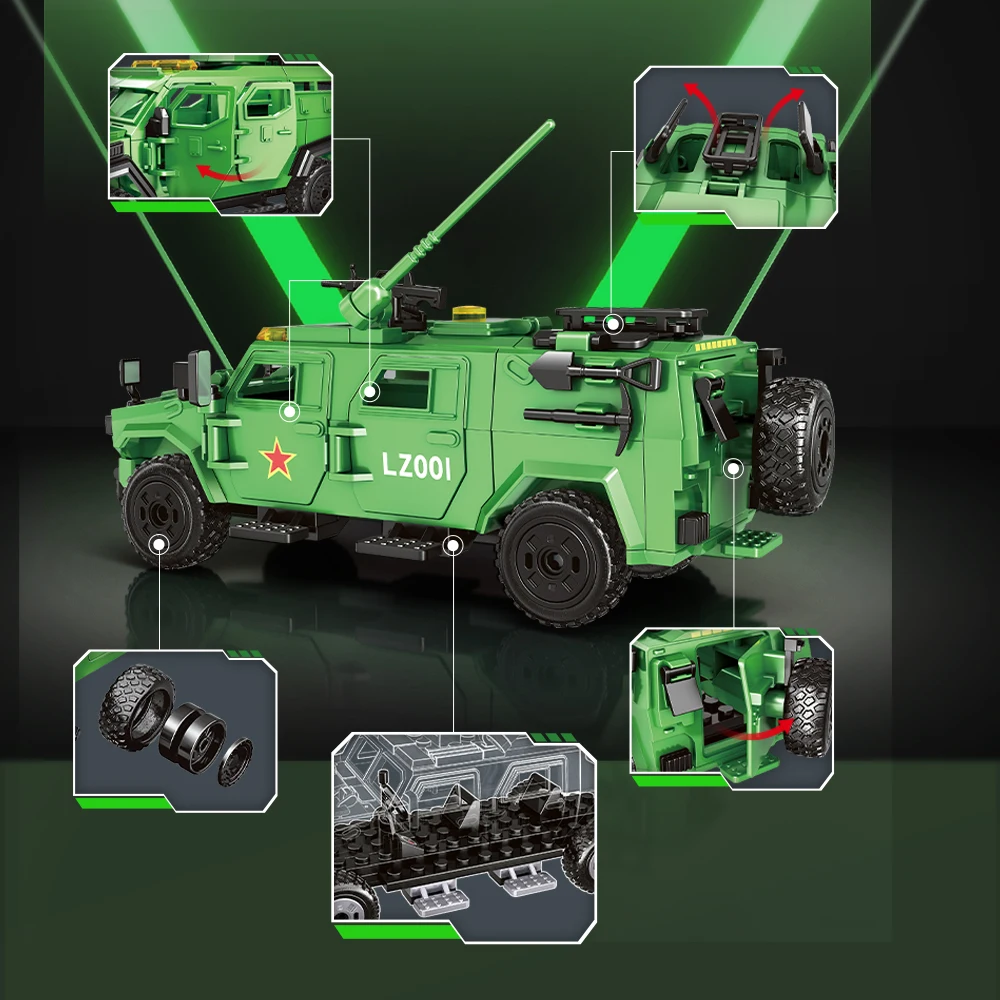 Exército militar forças especiais polícia swat soldados veículo blindado blocos de construção tijolos montagem brinquedos para crianças presente
