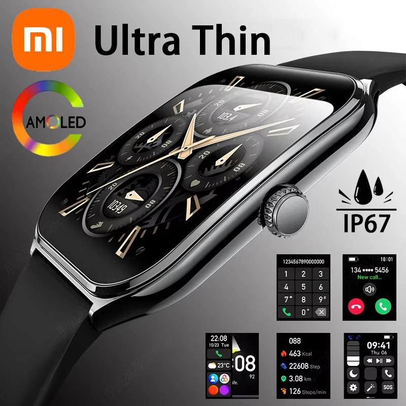

Xiaomi новые ультратонкие умные часы для мужчин 1,96 "AMOLED 360*360 HD Pixel Display всегда показать время напоминание о вызове умные часы женские