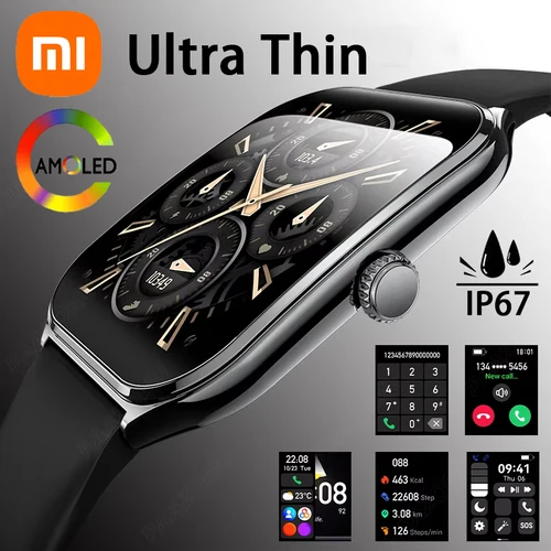 Xiaomi nuevo reloj inteligente ultrafino para hombres 1,96 ""AMOLED 360*360 pantalla de píxeles HD muestra siempre el tiempo recordatorio de llamadas reloj inteligente para mujeres